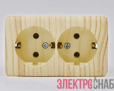 Розетка 2-м ОП VIOLA с заземл. беленый дуб LEZARD 751-5200-127