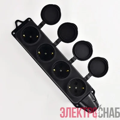 Колодка 4-м 16А IP44 2P+PE 220-240В с защ. крышками каучук LEZARD 106-0400-0107/107