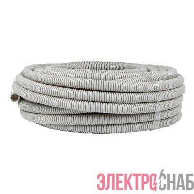 Труба гофрированная ПВХ d25мм с протяжкой сер. (уп.25м) Plast PROxima EKF tg-z-25-25n