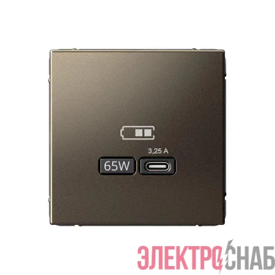 Розетка USB ArtGallery тип C 65Вт QC PD высокоскор. ЗУ механизм мокко SE GAL000627