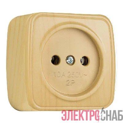Розетка 1-м ОП Минск 10А IP20 без заземл. свет. дерево EKF EGR10-022-30