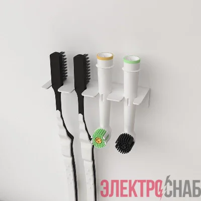 Держатель для хранения зубных щеток и насадок монтаж без сверления бел. Rexant 38-0696