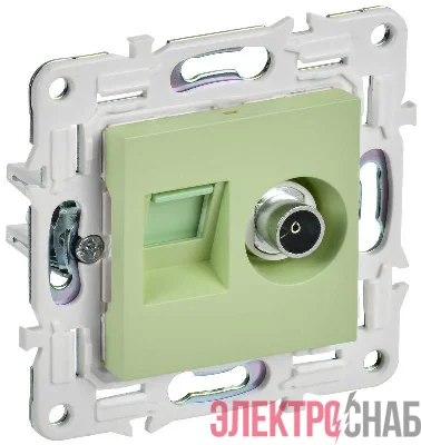 Розетка двойная TV+RJ45 кат.5E SKANDY SK-A14G мятный IEK SK-AK20-1-K06