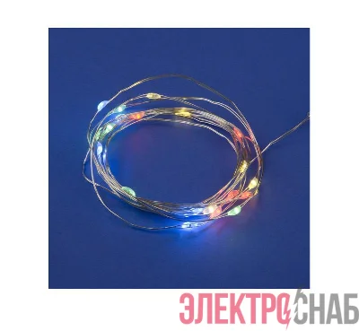 Гирлянда LED на батарейках ULD-S0200-020/DTB/3AA/RC RGB IP20 DEW 3AA (не в/к) "Роса" 2м 20 диодов RGB свет пульт ДУ (в/к) Uniel UL-00007247