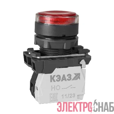 Кнопка КМЕ4111мЛ 220В красный 1но+1нз цилиндр индикатор IP40 КЭАЗ 292037