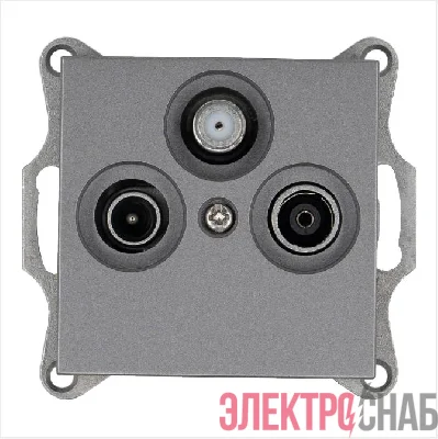 Розетка телевизионная оконечная TV + FM + SAT 3-м Ф9.5мм механизм алюм. Jasmart G6206S