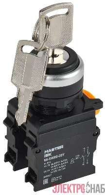 Переключатель 3 полож. 1НО+1НЗ с ключом черн. MASTER IEK MI-SW60-20Y-3-34-3-K02