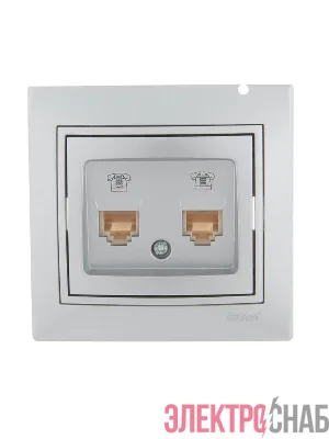 Розетка телефонная 2-м СП Mira RJ11 сер. метал. LEZARD 701-1010-138