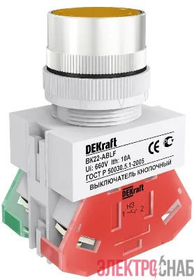 Выключатель кнопочный ABLF ВК-22 d22мм 220В желт. DEKraft 25015DEK