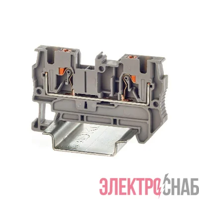 Клемма проходная зажим push-in 2 точки подключения 4кв.мм сер. DKC VPR-4-GY