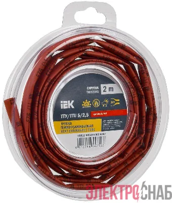 Трубка термоусадочная ТТУ нг-LS 5/2.5 красн. (уп.2м) IEK UDR12-005-D25-002-K04-T