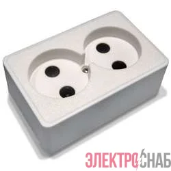 Розетка 2-м ОП 10А IP20 РА10-У04(У01) универс. БЕЛ. ЦЕРКОВЬ РА10-У04
