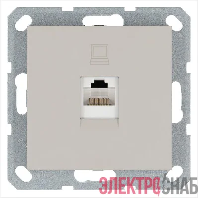 Розетка компьютерная 1-м RJ45 IP20 кат. 5E механизм тауп Jasmart G6105T