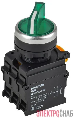 Переключатель 2 полож. 1НО+1НЗ с подсветкой зел. MASTER IEK MI-SW60-11XD-3-14-2-K06