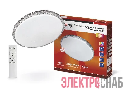 Светильник светодиодный COMFORT MYSTERY 75Вт 3000-6500К 6000лм 230В 500х65мм с пультом ДУ IN HOME 4690612034829