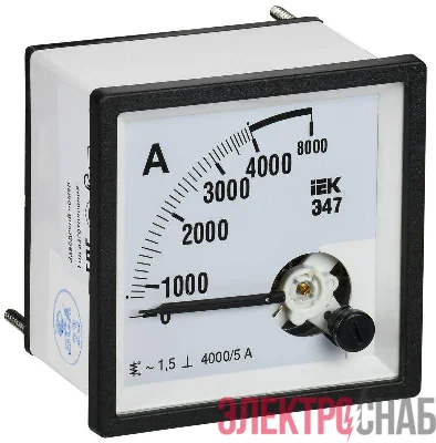 Амперметр Э47 4000/5А класс точн. 1.5 72х72мм IEK IPA10-6-4000-E