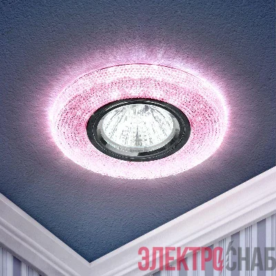 Светильник DK LD1 PK декор со светодиод. подсветкой GU5.3 220В 50Вт роз. ЭРА Б0018776