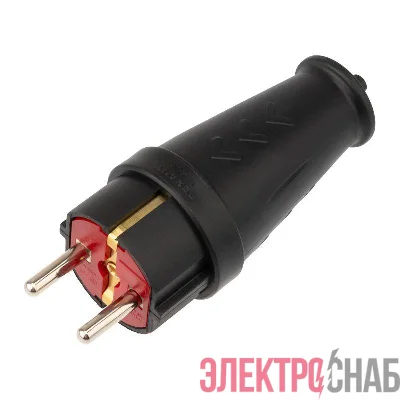 Вилка прямая влагозащ. 16А IP44 с заземл. COMPACT каучук черн. Rexant 111-200