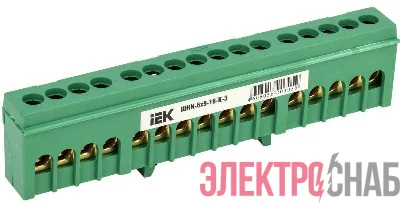 Шина PE &quot;земля&quot; в корп. изол. на DIN-рейку ШНИ-6х9-16-К-З IEK YNN10-69-16KD-K06