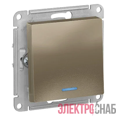 Выключатель 1-кл. СП AtlasDesign 10А IP20 (сх. 1а) 10AX с подсветкой механизм шампань SE ATN000513