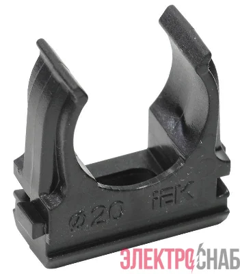 Держатель для труб (клипса) CF20 с защелкой черн. ELASTA IEK CTA10D-CF20-K02-100