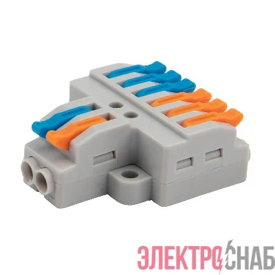 Клемма строительно-монтажная СМК проходная разветвительная 2п с монтажной площадкой 1 ввод 3 вывода на полюс Rexant 07-5234