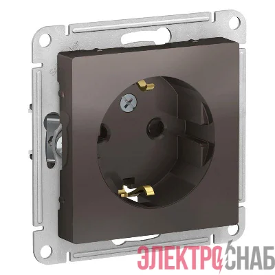 Розетка 1-м СП AtlasDesign 16А IP20 с заземл. защ. шторки механизм мокко SE ATN000645