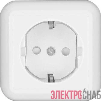 Розетка 1-м ОП Прима 16А 250В защ. шторки с заземл. монтаж. пласт. бел. (розн. упак) SchE RA16-003-1M-BI