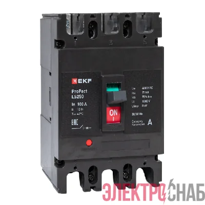 Выключатель автоматический 3п 100А 25кА LS250 ProPact EKF mccb-250-25-3-100-ls