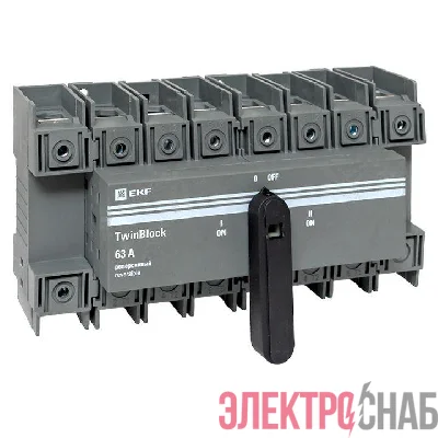 Рубильник 4п 63А реверсивный с рукояткой для прямой установки TwinBlock EKF tb-s-63-4p-rev