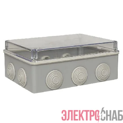 Коробка распаячная КМР-050-042пк пылевлагозащ. 190х140х70 10 мембранных вводов уплот. шнур прозр. крышка PROxima EKF plc-kmr-050-042pk
