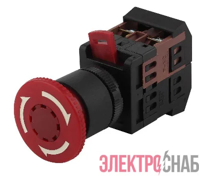 Кнопка AE-22 "Грибок" d22мм 1з+1р 240В с фиксацией BBG10-AE-K04E красн. ЭРА Б0045629