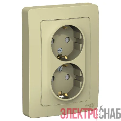 Розетка 2-м СП BLANCA 16А 250В защ. шторки с заземл. беж. SchE BLNRS001127