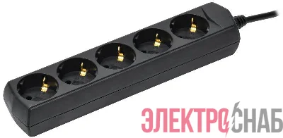 Удлинитель 5х3м с заземл. 10А IP20 У05 250В ПВС 3х1 черн. GENERICA WYP10-10-05-03-Z-K02-G