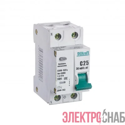Выключатель авт. диф. тока 1Р+N 25А 30мА AC х-ка С ДИФ-103 4.5кА со вст. защ. от сверхтоков SchE 16015DEK