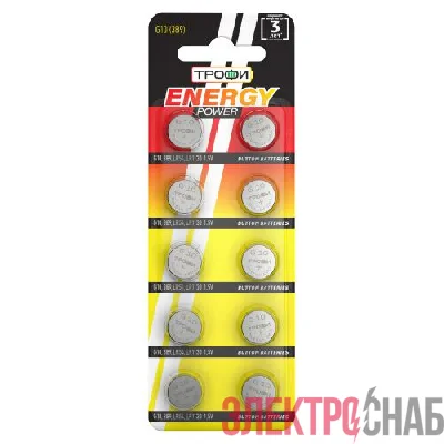 Элемент питания алкалиновый "таблетка" LR1130/LR54/G10/389 (блист.10шт) Трофи C0035051