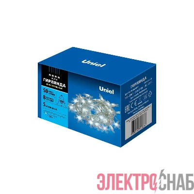 Гирлянда LED "Снежинки-2" ULD-S0500-050/DTA WHITE IP20 SNOWFLAKES-2 5м 50 диодов бел. свет провод прозр. Uniel UL-00007196
