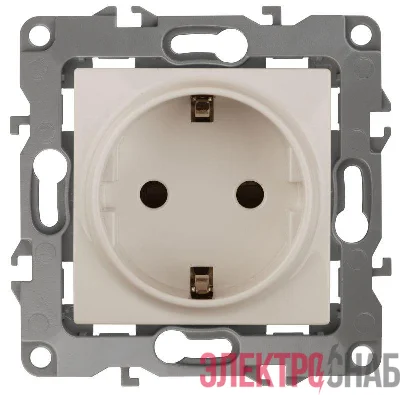 Розетка 1-м СП Эра12 12-2101-02 16А IP20 16AX 250В 2P+E Schuko механизм сл. кость Эра Б0014676