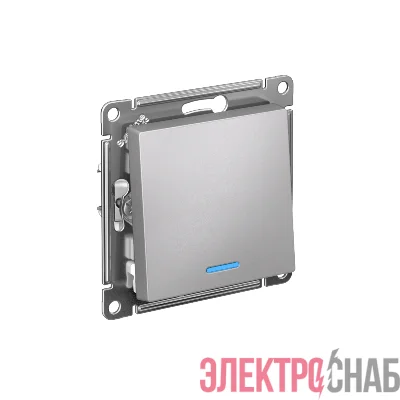 Выключатель 1-кл. СП AtlasDesign 10А IP20 (сх. 1а) 10AX с подсветкой механизм алюм. SE ATN000313