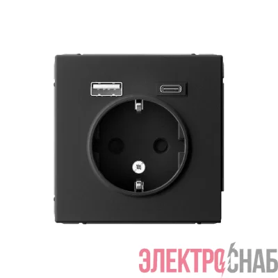 Розетка ArtGallery 16А с 2-мя заряд. устройствами USB A+C 5В/2.4А/3А 2х5В/1.5А механизм карбон SE GAL001032