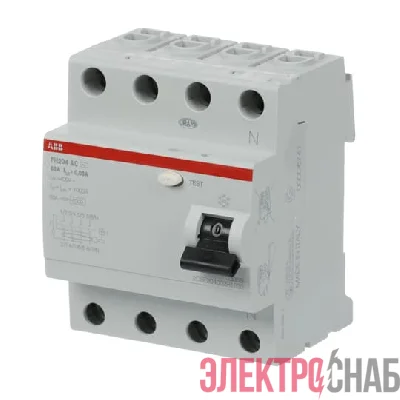 FH204 AC-63/0,03 Выключатель дифференциального тока 4-модульный EU 2CSF204002R1630 (замена для 2CSF204004R1630)