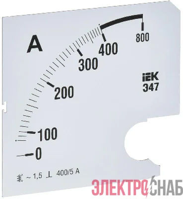 Шкала сменная для амперметра Э47 400/5А-1.5 96х96мм IEK IPA20D-SC-0400