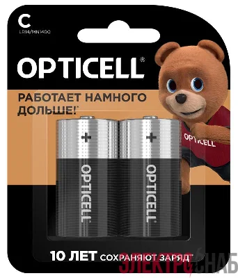 Элемент питания алкалиновый C/LR14 1.5В (блист. 2шт) Basic Opticell 5051004