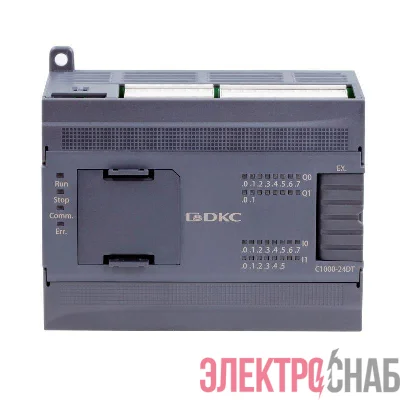 Модуль процессорный програм. логического контроллера н.пит. 100-240В AC 14 DI-24В DC(PNP/NPN) 10 DO-24В DC(PNP) ком. порты-2хRS485 1хEthernet 1 модуль расш. моноблока (BD) 14 модулей расш. локальной шины DKC C1000-24AT