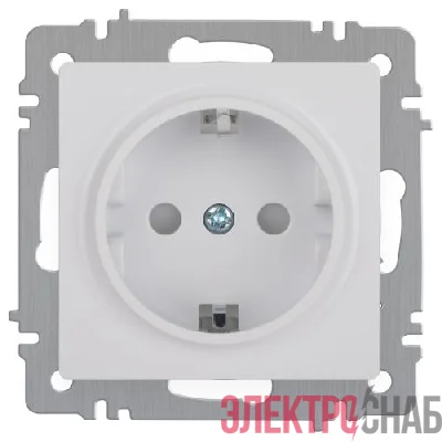 Розетка 1-м СП Accent 6-206-01 16А IP20 250В 2P+E Schuko защ. шторки AL/CU бел. Intro Б0063506