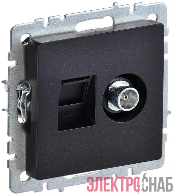 Розетка компьютерная + телевизионная 2-м Brite РТВ/РК12-БрЧ RJ45 кат.5E + TV механизм черн. IEK BR-AK20-1-K02