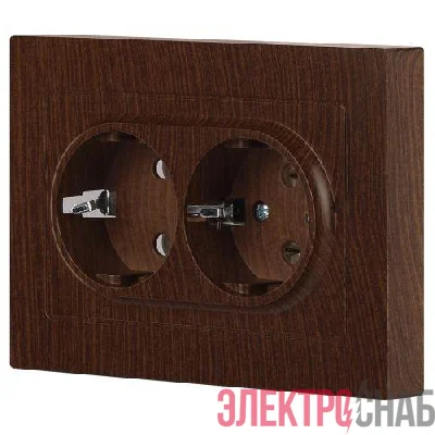 Розетка 2-м СП Accent 6-205-10 16А IP20 250В 2P+E Schuko AL/CU венге Intro Б0063502