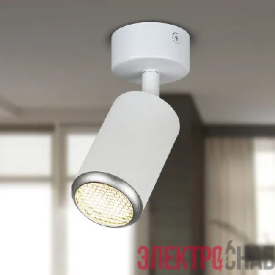 Светильник OL55 MR16 GU10 IP20 WH/SL настенно-потолочный спот бел./серебро ЭРА Б0061890