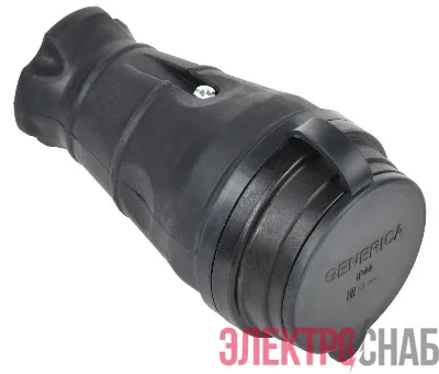 Колодка удлинителя 1-м 16А IP44 с защ. крышкой каучук черн. GENERICA ERK20-016-01-44-K02-G