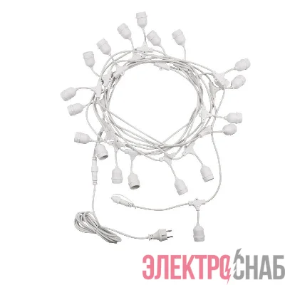 Гирлянда "Белт Лайт" 10м шаг 50см 20 подвесных патронов 25Вт IP65 провод бел. каучук Neon-Night 331-336